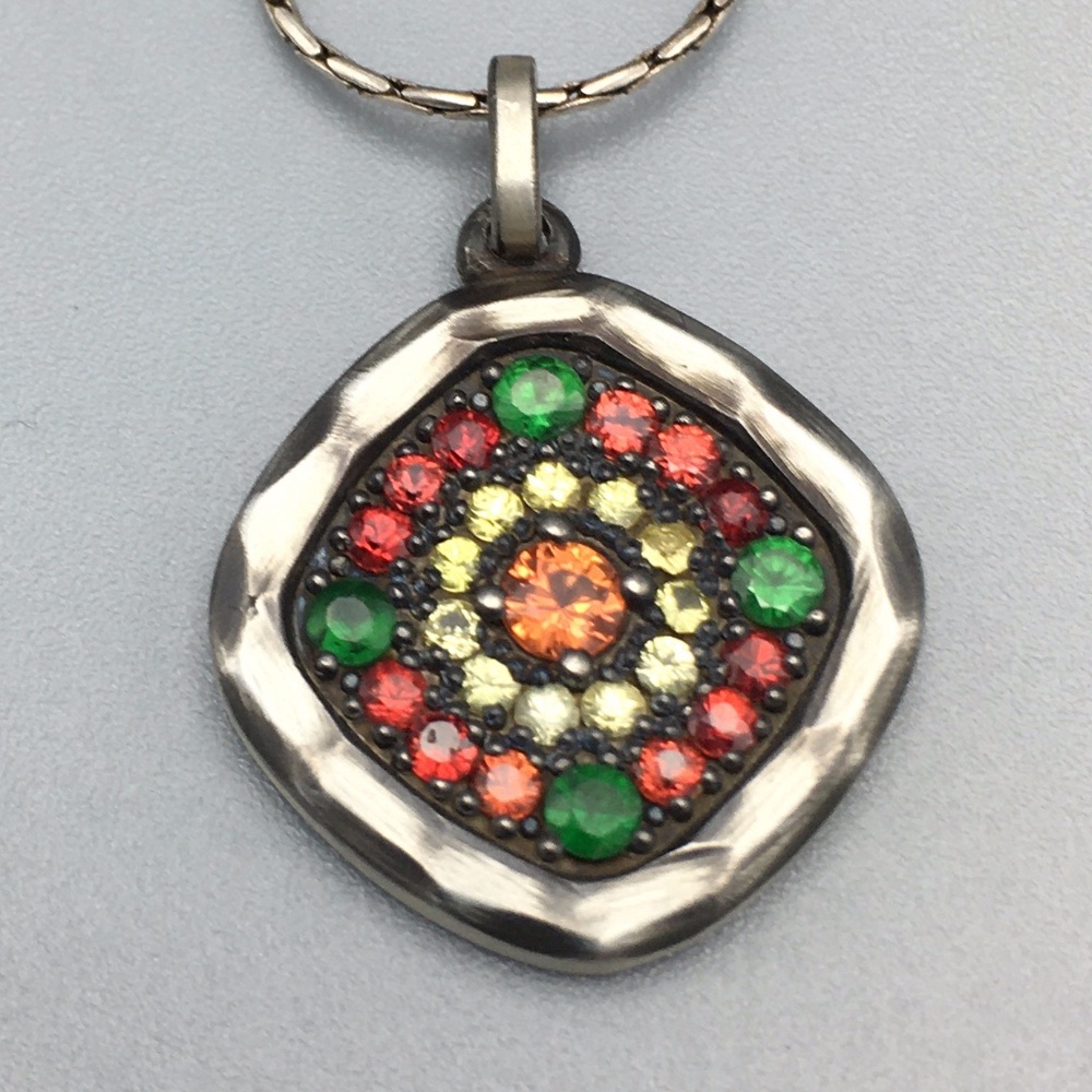 Sterling Silver Semi-Precious Necklace Red Green NWOT